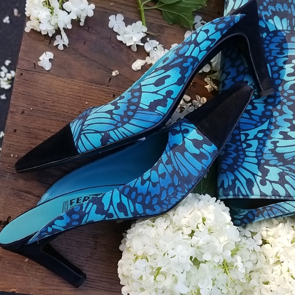 Gorgeous Butterfly Ferragmo size 8 mules & matching purse, made in Italy - Picture 4 of 12